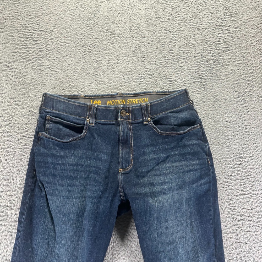 Lee Extreme Motion Jeans Mens 36x34 Blue Cotton Denim Tapered Workwear Stretch - Picture 2 of 10